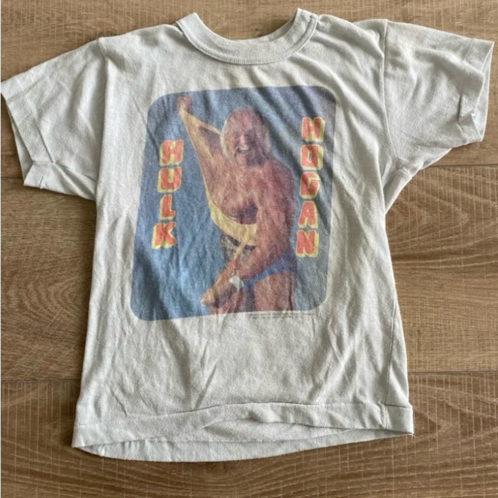 Vintage Hulk Hogan shirt -Youth LARGE -1987- Hulkamania & Hulkster Marvel Comics